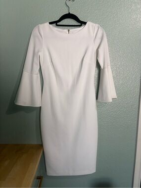 Calvin Klein White Bell-Sleeve Sheath Dress